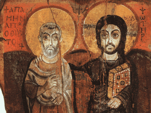Egypt, 6th or 7th century: St. Menas designated by Christ as his trusted colleague and adviser