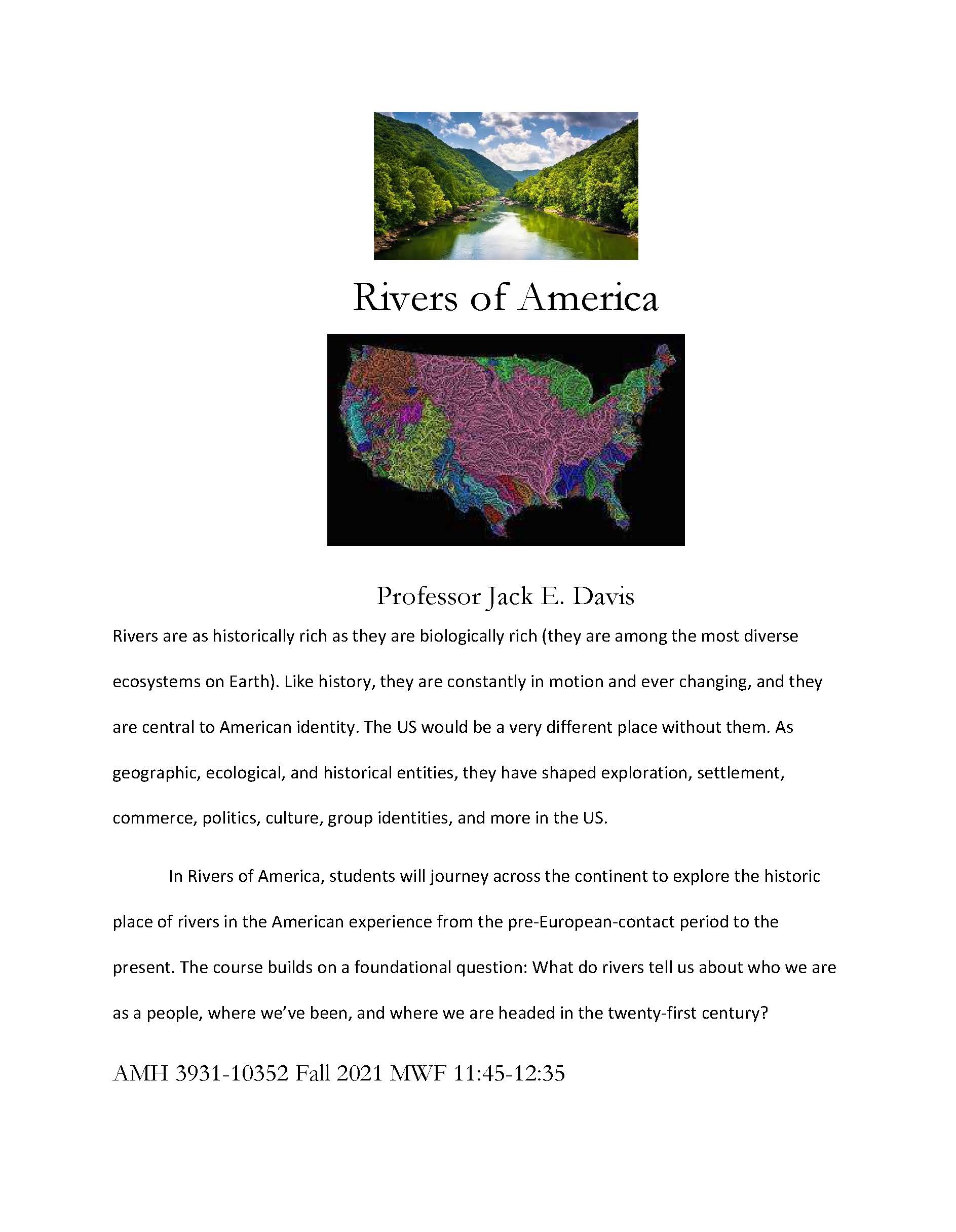 AMH3931, Rivers of America, Professor Davis